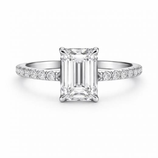1.80 Karat Emerald Kesim Kenarları Taşlı Laboratuvar Pırlanta Yüzük
